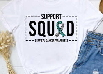 Support Cancer Squad Cervical Cancer Awareness Ribbon NC t shirt template vector