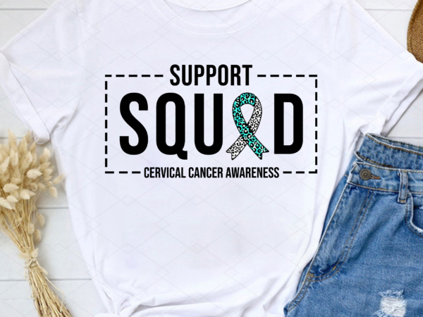 Support cancer squad cervical cancer awareness ribbon nc t shirt template vector