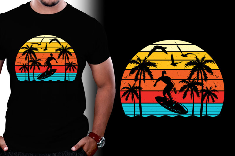 Retro Vintage Sunset T-Shirt Graphic Bundle