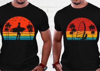 Surfing Retro Vintage Sunset T-Shirt Graphic