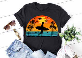 Surfing Vintage Sunset T-Shirt Graphic
