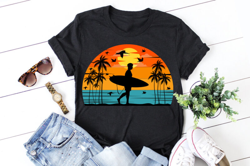 Surfing Vintage Sunset T-Shirt Graphic