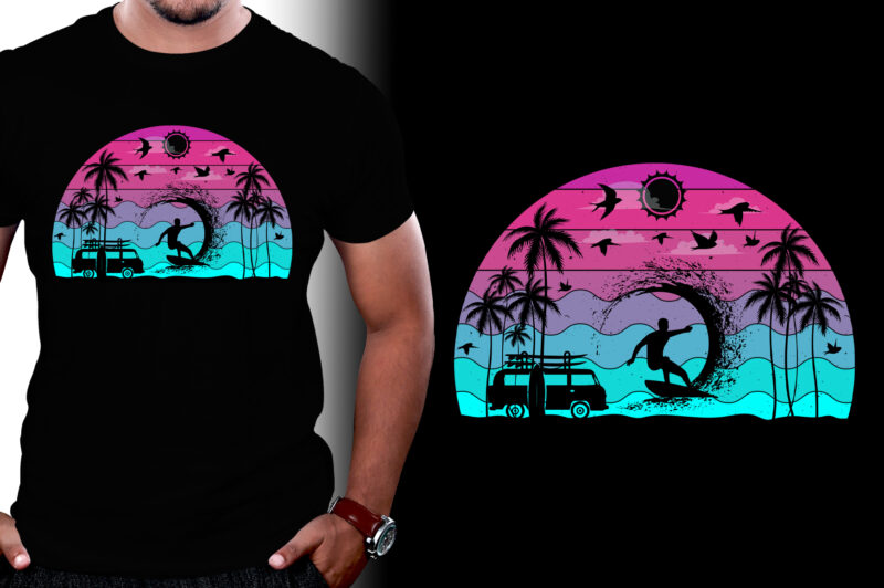 Sunset Retro Vintage T-Shirt Graphic Bundle