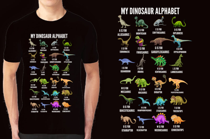 Gift for kids Dinosaur alphabet shirt, fall apparel, tank top, hoodie, baby one piece, school shirt, student shirt, kindergarten shirt T-Shirt