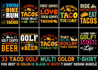 Taco Golf T-Shirt Design Bundle