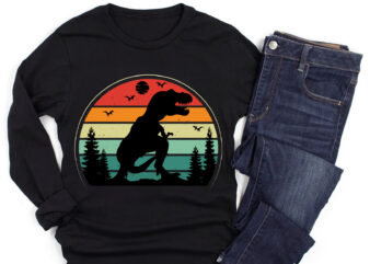 Three Rex Retro Vintage Sunset T-Shirt Graphic