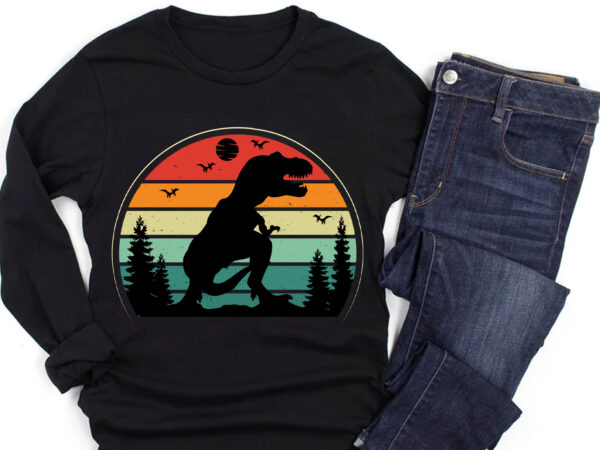 Three rex retro vintage sunset t-shirt graphic