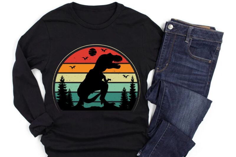 Three Rex Retro Vintage Sunset T-Shirt Graphic