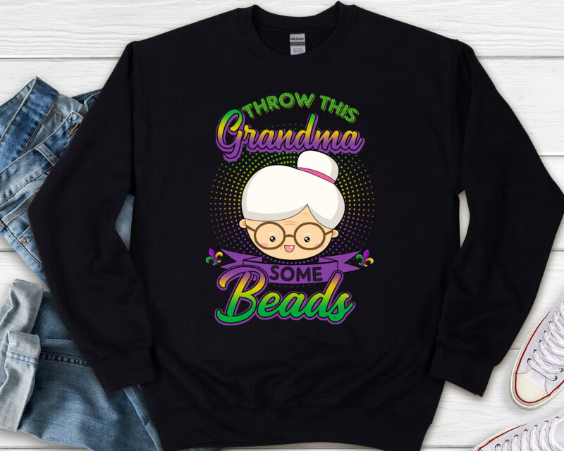 Throw This Grandma Some Beads Funny Mardi Gras Party Costume NL