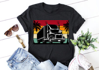 Trucker Retro Vintage Sunset T-Shirt Graphic