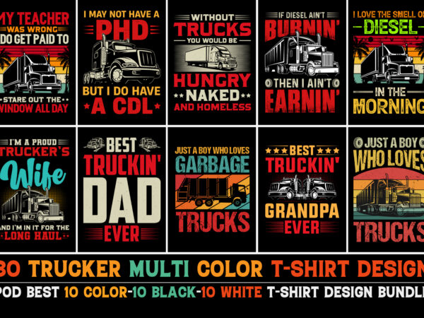 Trucker t-shirt design bundle