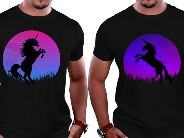 Unicorn horse sunset colorful t-shirt graphic