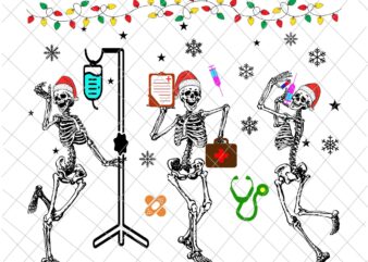 Funny Dancing Skeleton Santa Hat Christmas Lights Xmas Nurse Svg, Dancing Skeleton Christmas Svg, Dancing Skeleton Nurse Svg, Nurrse Christmas Svg t shirt graphic design
