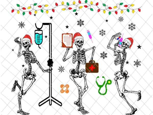 Funny dancing skeleton santa hat christmas lights xmas nurse svg, dancing skeleton christmas svg, dancing skeleton nurse svg, nurrse christmas svg t shirt graphic design