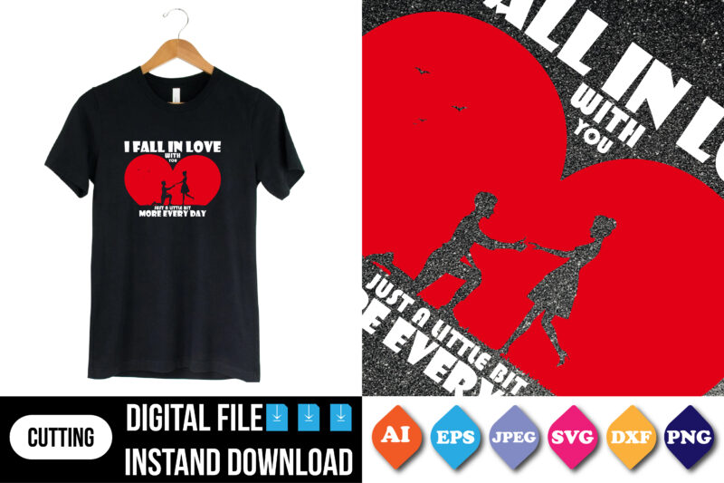 I fall in love valentine day t-shirt print template