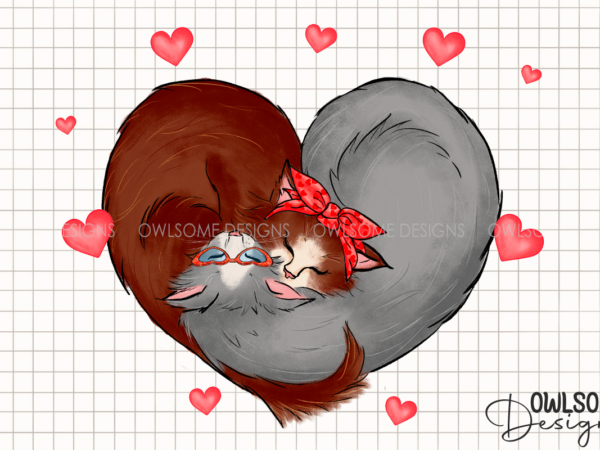 Valentine’s day cat couple love png design