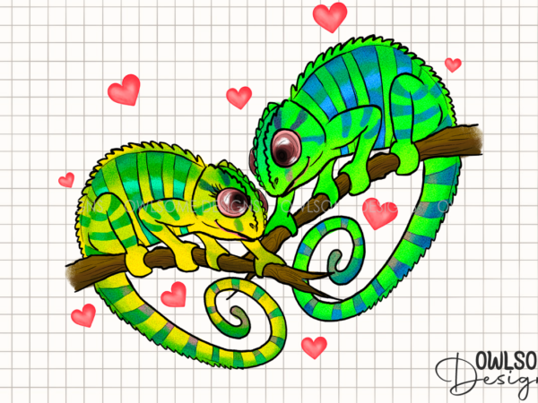 Valentine’s day chameleon couple love t shirt vector art