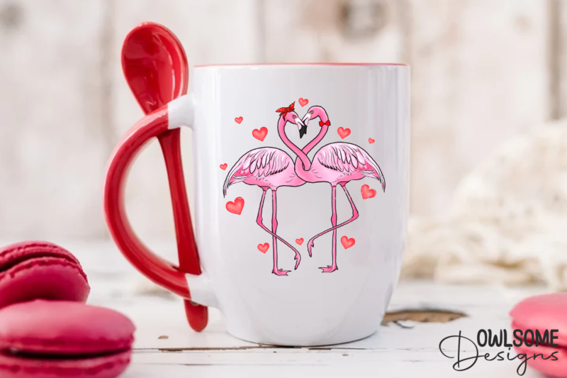 Valentine’s Day Flamingo Couple Love PNG