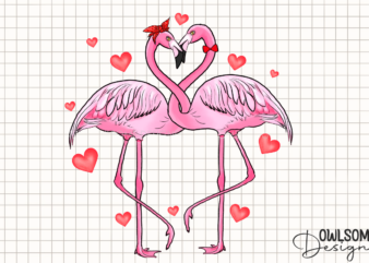 Valentine’s Day Flamingo Couple Love PNG t shirt vector art