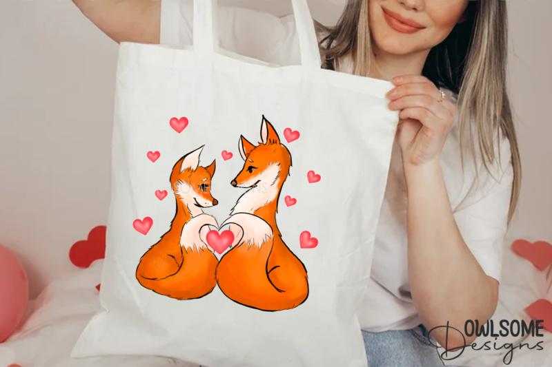 Valentine’s Day Fox Couple PNG