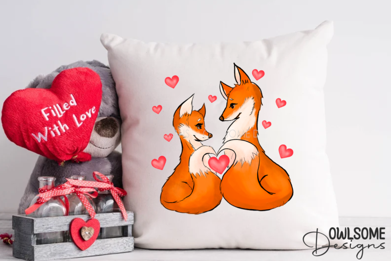 Valentine’s Day Fox Couple PNG