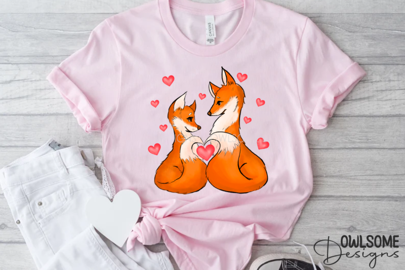 Valentine’s Day Fox Couple PNG