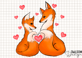 Valentine’s Day Fox Couple PNG t shirt vector art