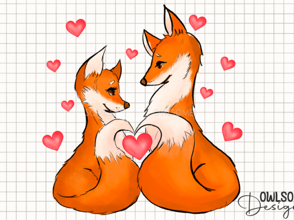 Valentine’s day fox couple png t shirt vector art