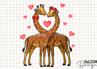 Valentine’s Day Giraffes Couple PNG t shirt vector art