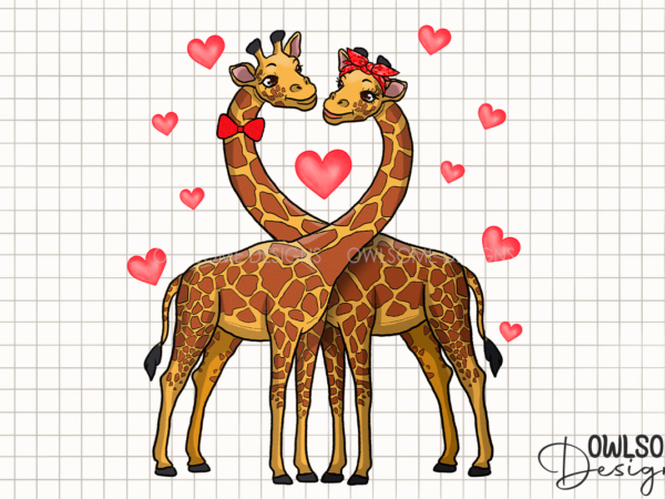 Valentine’s day giraffes couple png t shirt vector art