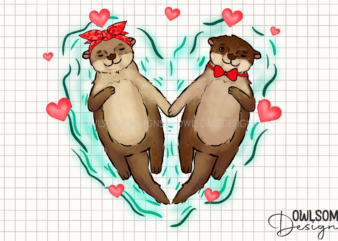 Valentine’s Day Otter Couple Love