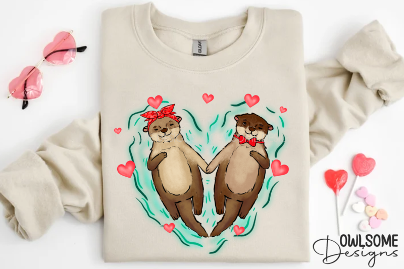 Valentine’s Day Otter Couple Love