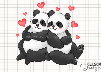 Valentine’s Day Panda Couple Love PNG Design