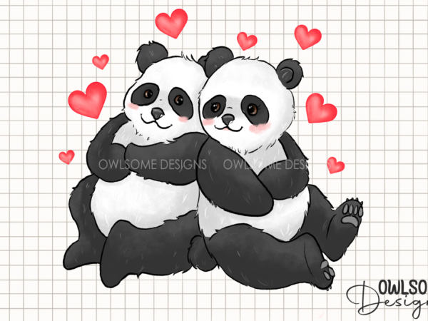 Valentine’s day panda couple love png design