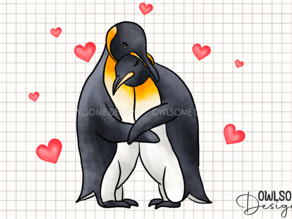 Valentine’s day penguin couple t shirt vector art