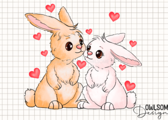 Valentine’s Day Rabbit Couple Love PNG