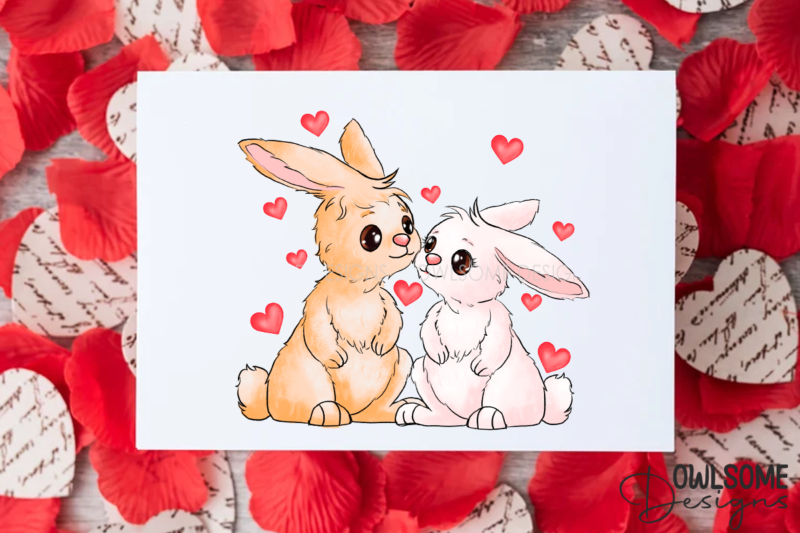 Valentine’s Day Rabbit Couple Love PNG