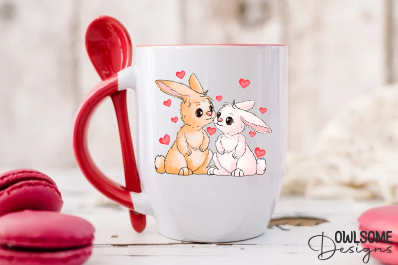 Valentine’s Day Rabbit Couple Love PNG