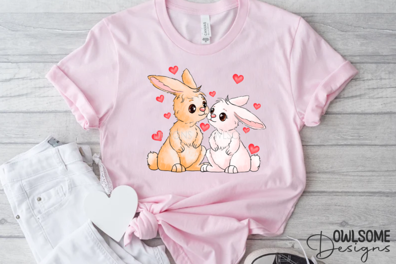 Valentine’s Day Rabbit Couple Love PNG