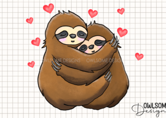 Valentine’s Day Sloth Couple Love t shirt vector art
