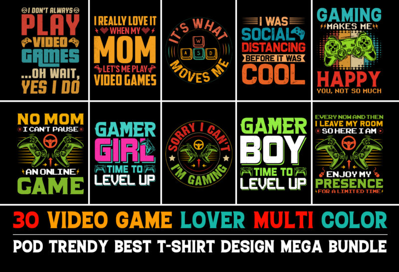 Video Game T-Shirt Design Bundle