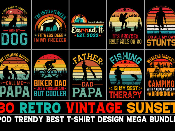 Vintage retro sunset t-shirt design bundle,