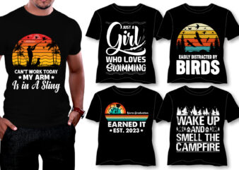 Vintage Sunset T-Shirt Design Bundle