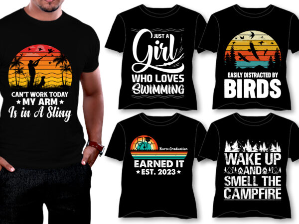 Vintage sunset t-shirt design bundle