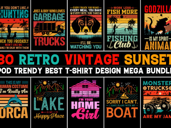 Vintage sunset t-shirt design bundle