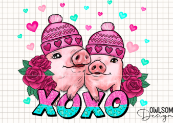 XOXO Pig Valentine PNG Sublimation
