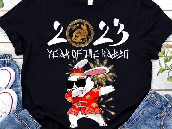 Year of the rabbit 2023 chinese new year 2023 dabbing rabbit nl t shirt design template