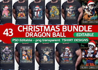 CHRISTMAS ANIME DRAGONBALL Z GT SUPER TSHIRT DESIGNS BUNDLE