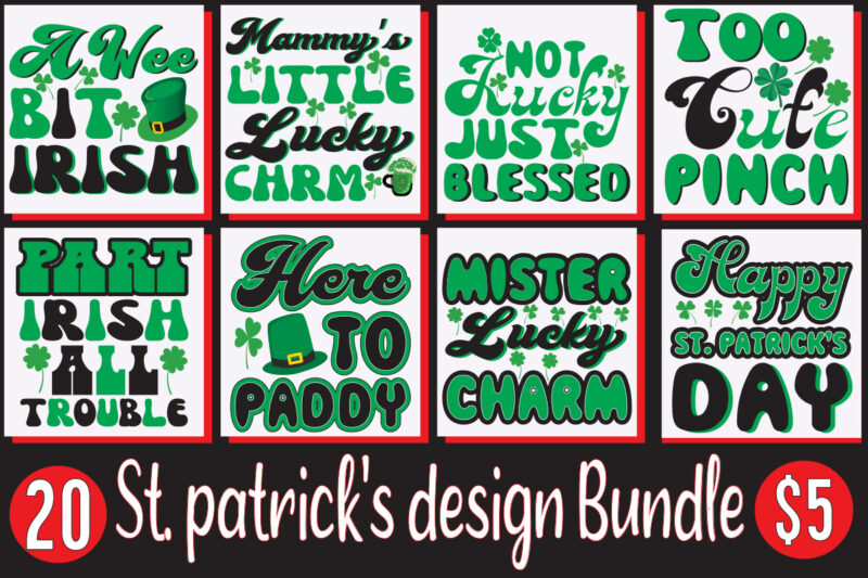 St.Patrick's Day retro design bundle,St.Patrick's Day SVG design bundle,St Patrick's Day Bundle,St Patrick's Day SVG Bundle,Feelin Lucky PNG, Lucky Png, Lucky Vibes, Retro Smiley Face, Leopard Png, St Patrick's Day