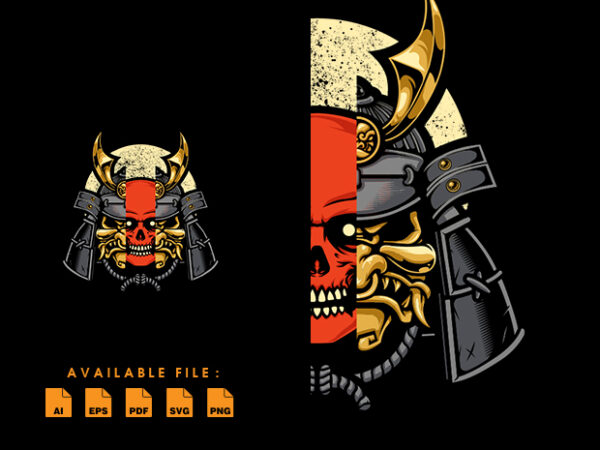 Skull samurai t shirt design